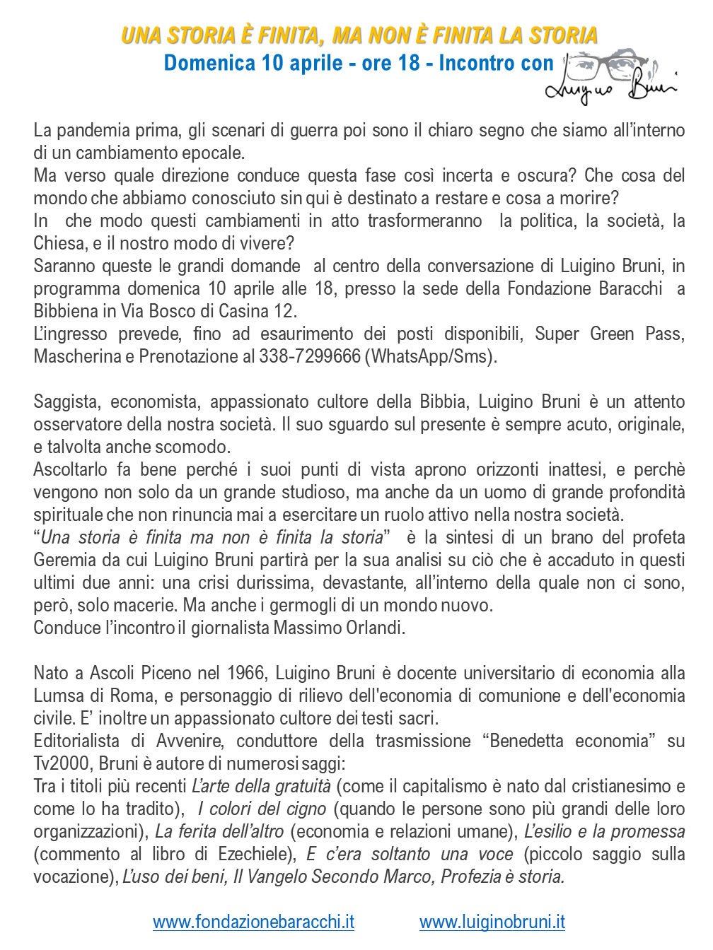 Comunicato Luigino Bruni 10 aprile