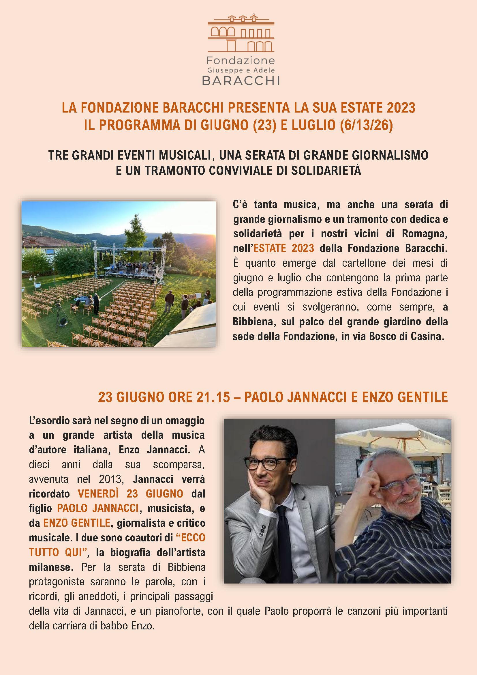 Fondazione Baracchi Estate 2023 prima parte Pagina 1